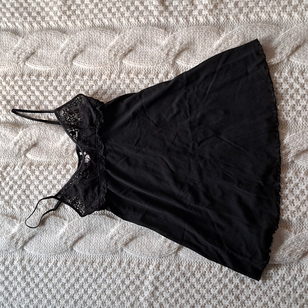 Victoria's Secret Black Lace and Mesh Babydoll Chemise